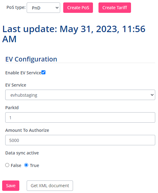 Operator EV settings